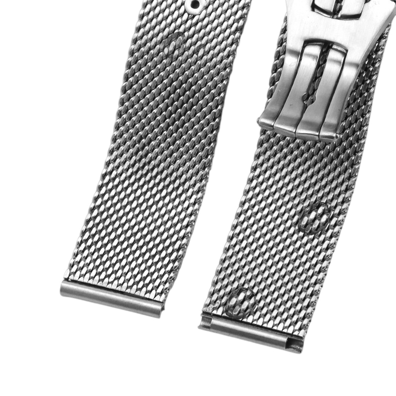 White Smoke Replacement Strap for Omega Seamaster 300 - NTTD - De Ville Milanese - 316L Stainless Steel Mesh Link - Aethelgard Atelier
