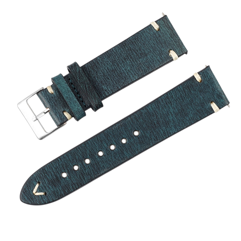 White Smoke Handmade Wild Bull-Neck Rub-Color Watch Strap for Rolex, Omega, Seiko, IWC, Tudor, Hamilton, Cartier, Panerai, Patek Philippe, Breitling - Deep Texture Artisan Heritage Series - 18mm 20mm 22mm 24mm 26mm - Aethelgard