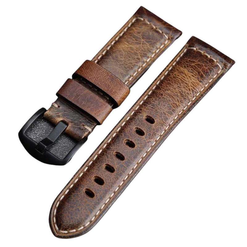 Handmade Oil Wax Pull-Up Patina Leather Watch Strap for Seiko, Panerai, IWC, Tudor - Vintage Evolution Series - 18mm 20mm 22mm 24mm - Aethelgard