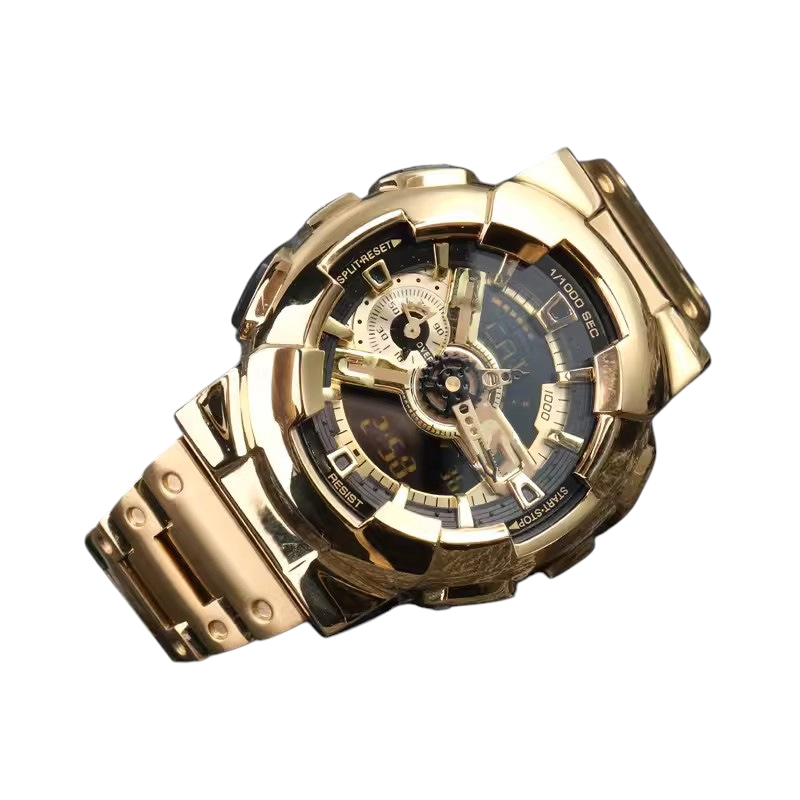 White Smoke Replacement Strap for Casio G-SHOCK GA-110GB-100-120 Series - Solid Blackened Stainless Steel Mod Kit - Aethelgard Atelier