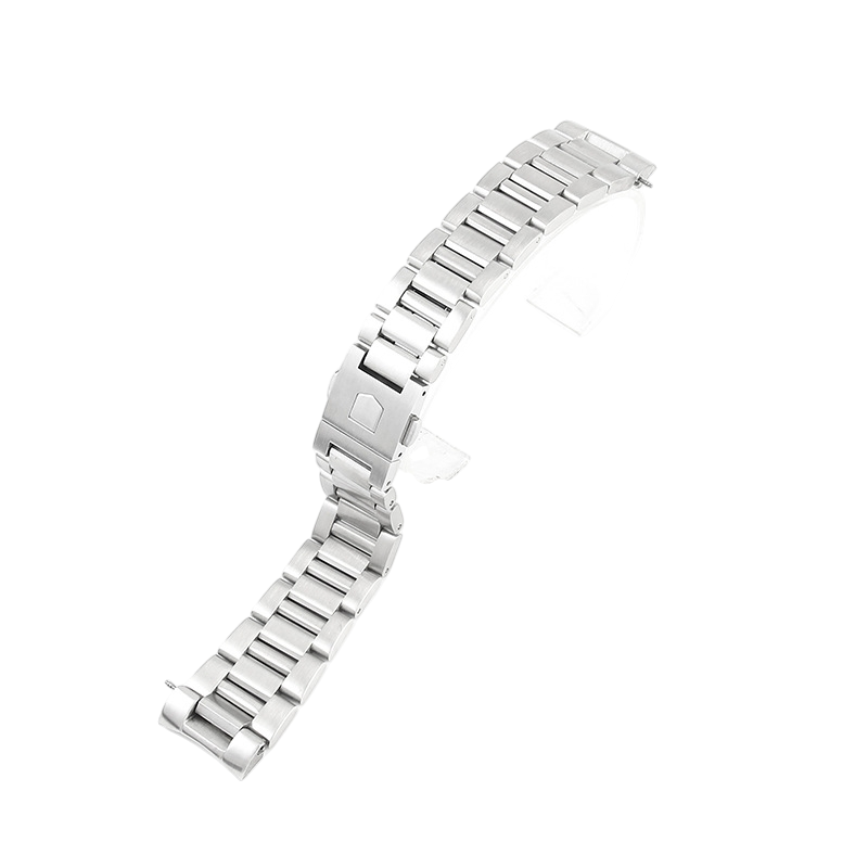 White Smoke Replacement Strap for TAG Heuer Carrera - Monaco Heritage WAR201D - Solid Fine-Brushed Stainless Steel - Aethelgard Atelier