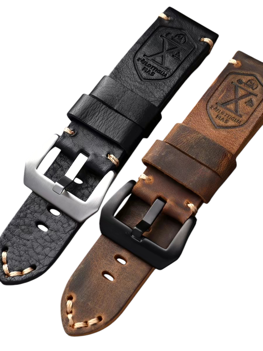 White Smoke Handmade Thick-Cut Handmade Heavy Duty Watch Strap for Rolex, Omega, Panerai, IWC, Tudor, Seiko, Hamilton, Patek Philippe, Breitling, Citizen - Industrial Weight Panerai Edition - 18mm 20mm 22mm 24mm - Aethelgard