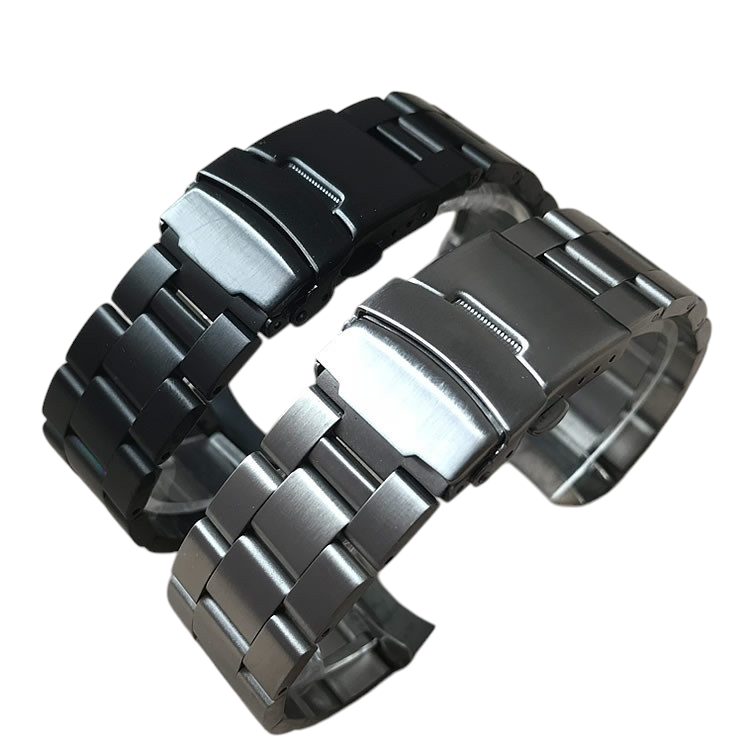 White Smoke Replacement Strap for Seiko-Casio Mod-Series Black Brushed Solid Steel - PVD Black 316L Stainless Steel - Aethelgard