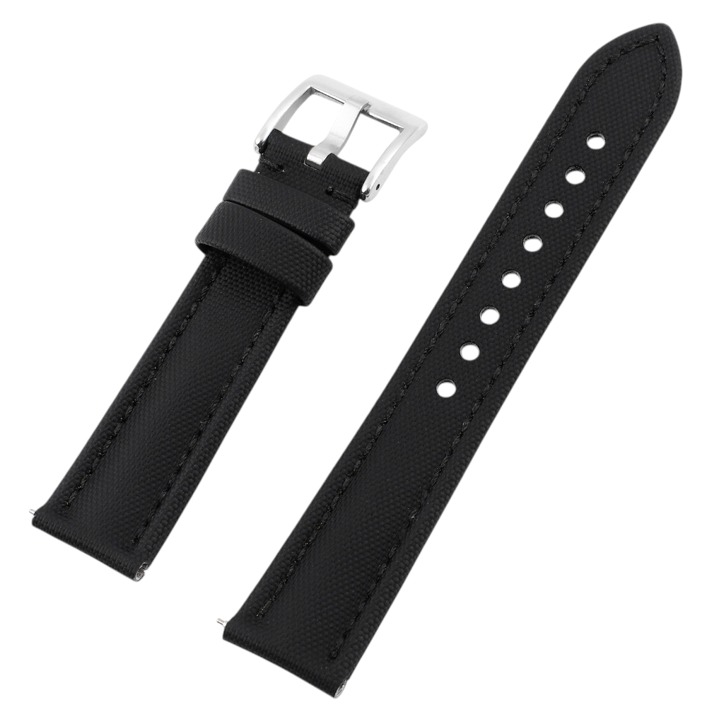 White Smoke Handmade Oxford Textile & Leather Hybrid Strap for Rolex, Omega, Seiko, IWC, Tudor, Hamilton, Cartier, Panerai, Breitling, Patek Philippe - MoonSwatch - Blancpain Tactical Style - 18mm 20mm 22mm 24mm - Aethelgard