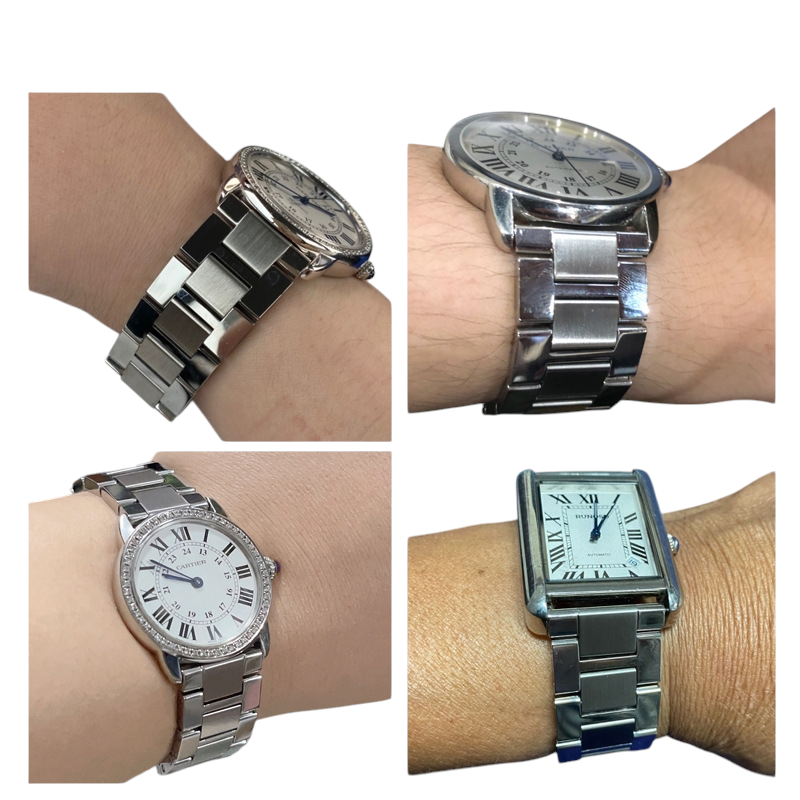 White Smoke Replacement Strap for Cartier Tank Solo - Ronde - London Series 16mm-23mm - Polished Solid Stainless Steel - Aethelgard Atelier