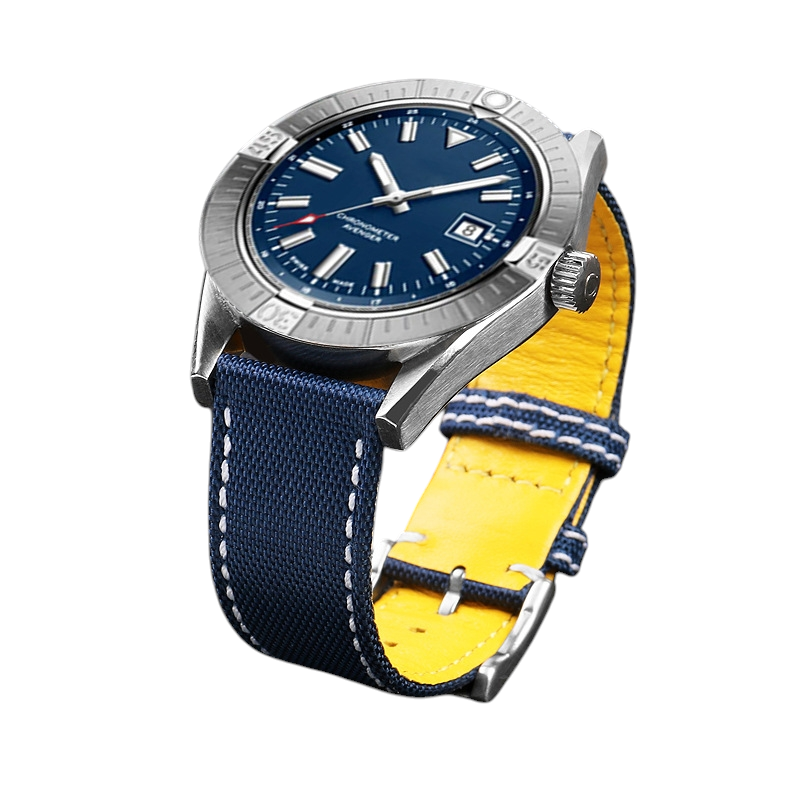 White Smoke Replacement Strap for Breitling Avenger / Superocean / Sea Wolf | Military Nylon & Leather Hybrid | Aethelgard Atelier