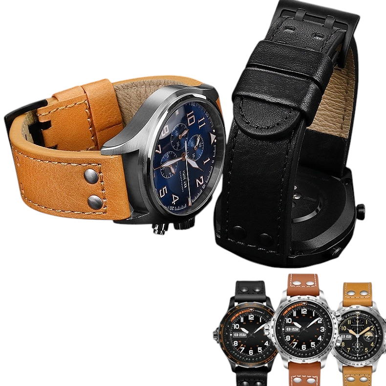 White Smoke Replacement Strap for Hamilton Khaki Aviation - Khaki Field Series - Artisan Italian Full-Grain Leather - Aethelgard Atelier