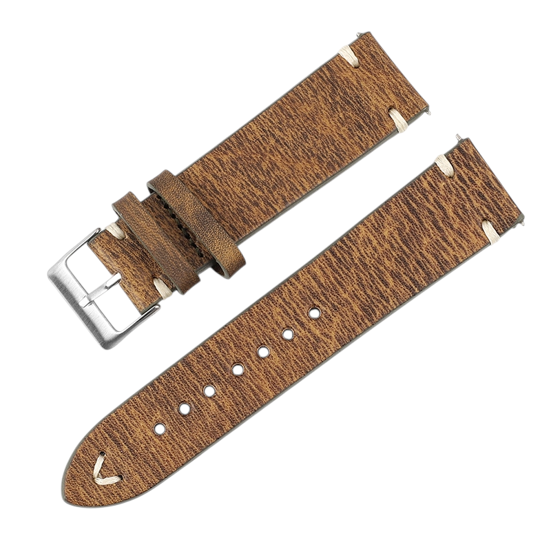 White Smoke Handmade Wild Bull-Neck Rub-Color Watch Strap for Rolex, Omega, Seiko, IWC, Tudor, Hamilton, Cartier, Panerai, Patek Philippe, Breitling - Deep Texture Artisan Heritage Series - 18mm 20mm 22mm 24mm 26mm - Aethelgard