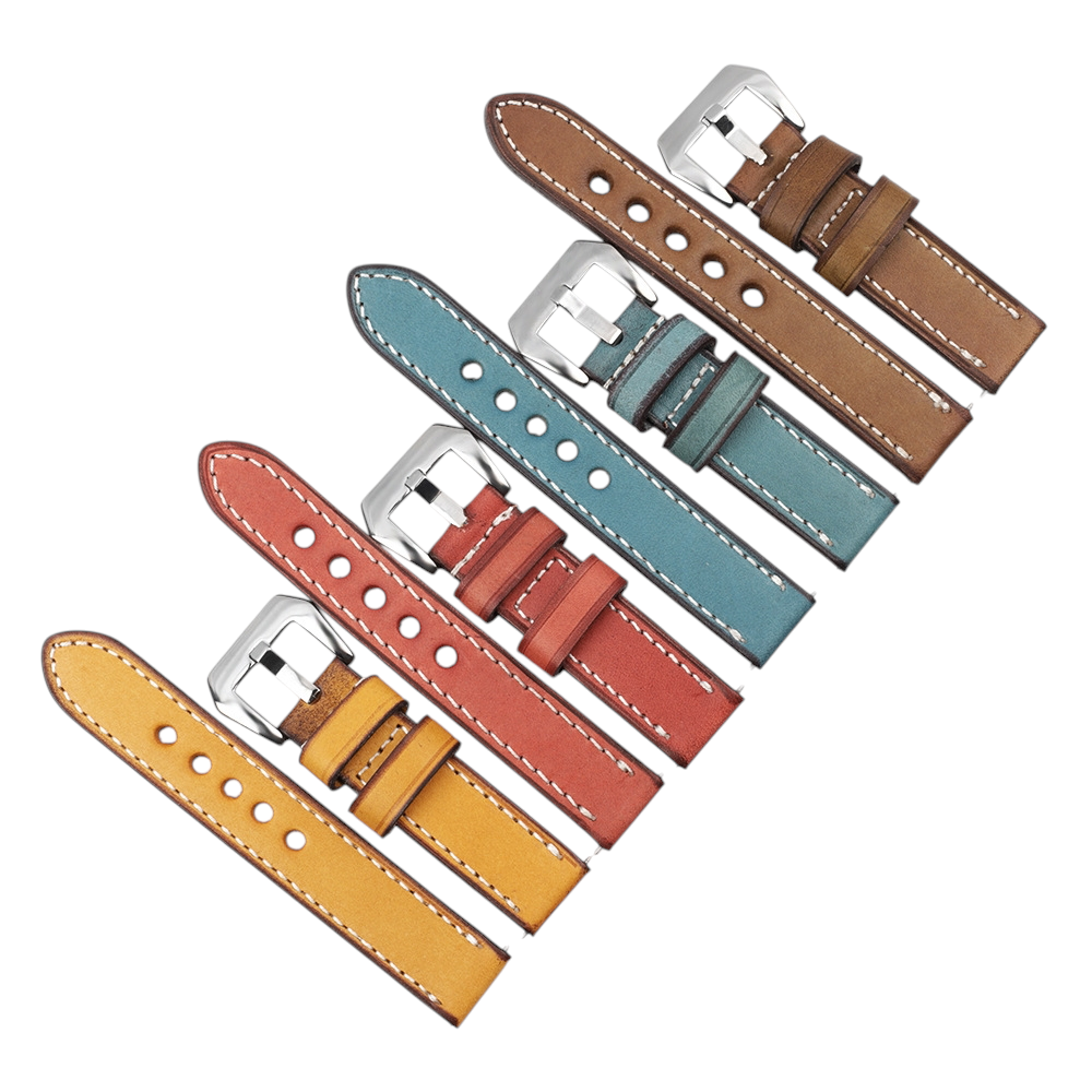 White Smoke Handmade Bespoke Panerai-Style Rub-Color Watch Strap for Rolex, Omega, Seiko, IWC, Tudor, Hamilton, Cartier, Panerai, Patek Philippe, Breitling - Heavy-Duty Diver Artisan Edition - 18mm 20mm 22mm 24mm 26mm - Aethelgard