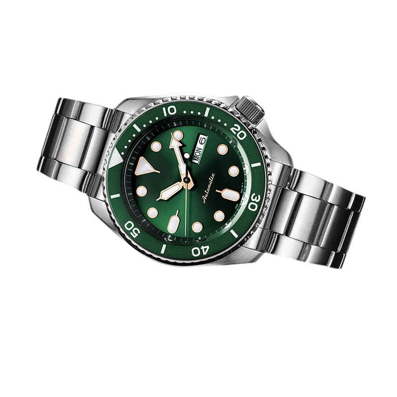 White Smoke Replacement Strap for Seiko 5-Sports - Turtle - Mini-Tuna Diver Series - Heavyweight Solid Link Stainless Steel - Aethelgard