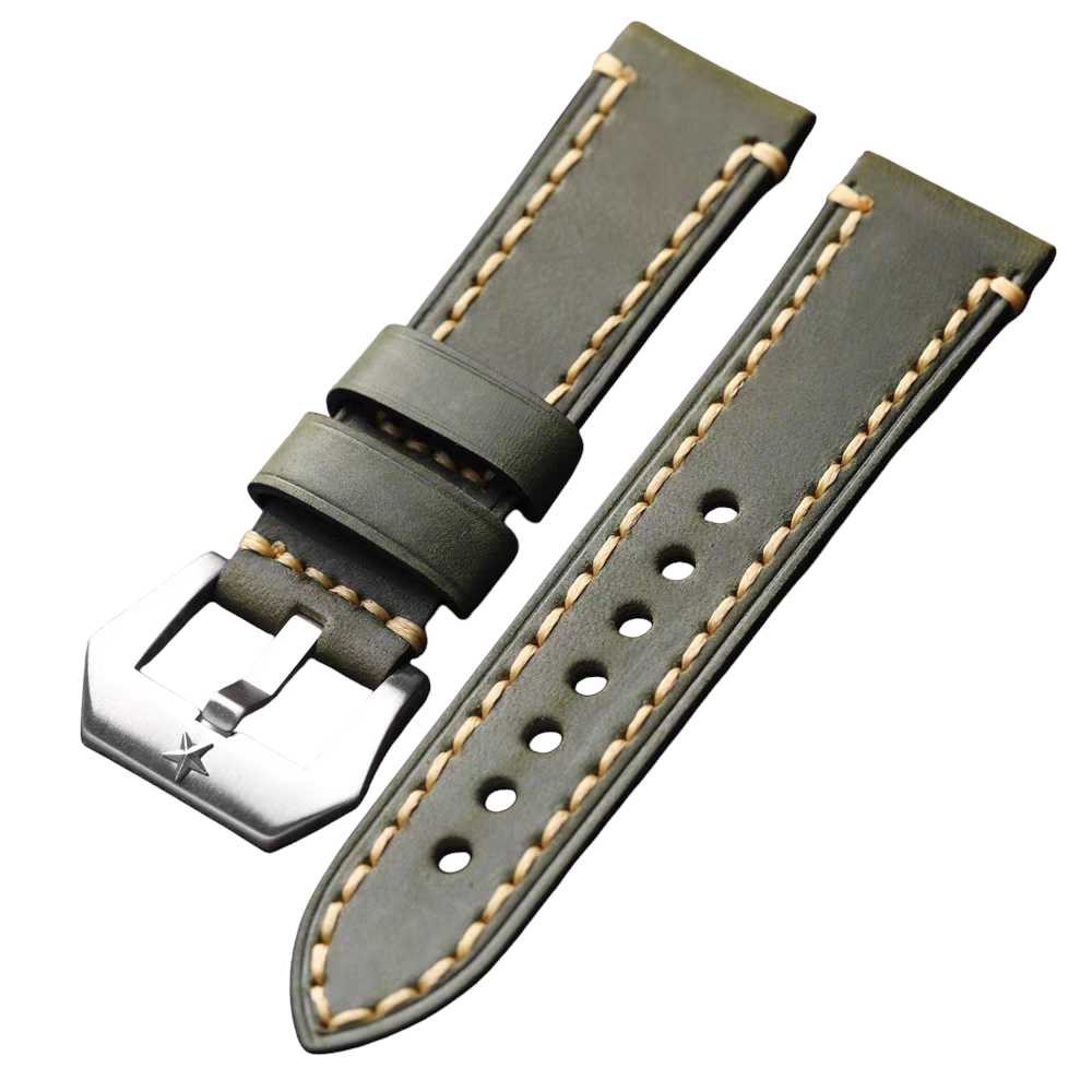 Handmade Zenith Fifty-Fathoms Green Cowhide Watch Strap for Zenith, Blancpain, IWC, Seiko - Heritage Deep-Sea Series - 18mm 20mm 22mm 24mm - Aethelgard