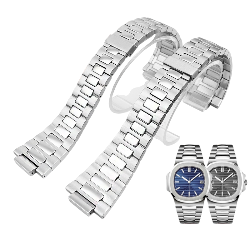 White Smoke Replacement Steel Strap for Patek Philippe Nautilus 5711-1A-010 Series - Surgical Grade 316L Solid Steel - Aethelgard Atelier