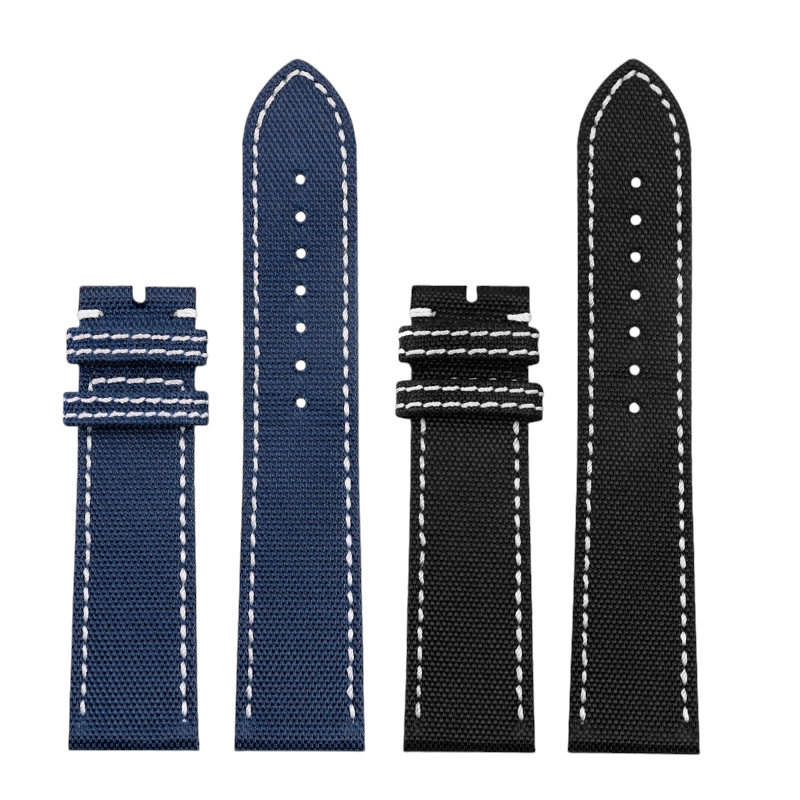 White Smoke Replacement Strap for Breitling Avenger / Superocean / Sea Wolf | Military Nylon & Leather Hybrid | Aethelgard Atelier