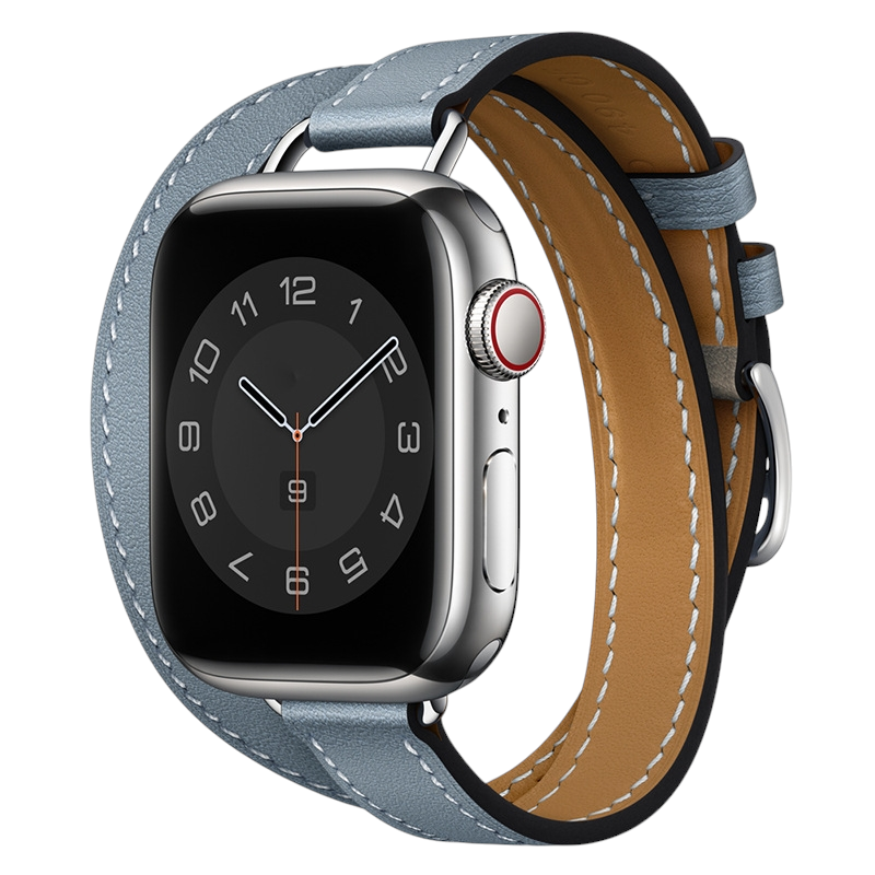 Luxury Slim Leather Double Tour - Hermès Style for Apple Watch Series 11/10