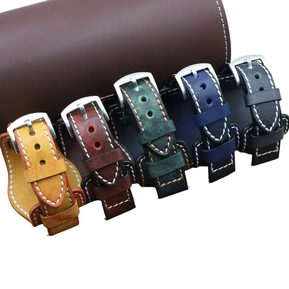White Smoke Handmade Aged Timeworn Rub-Color BUND Strap for Rolex, Omega, Seiko, IWC, Tudor, Hamilton, Cartier, Panerai, Breitling, Patek Philippe - Wabi-Sabi Heritage Artisan Series - 18mm 20mm 22mm 24mm - Aethelgard