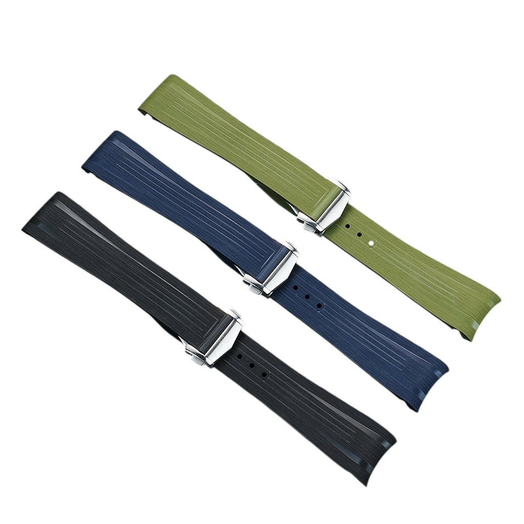 White Smoke Replacement Strap for Longines Conquest GMT L3.970-L3.890 - Curved-End High-Density FKM Rubber - Aethelgard