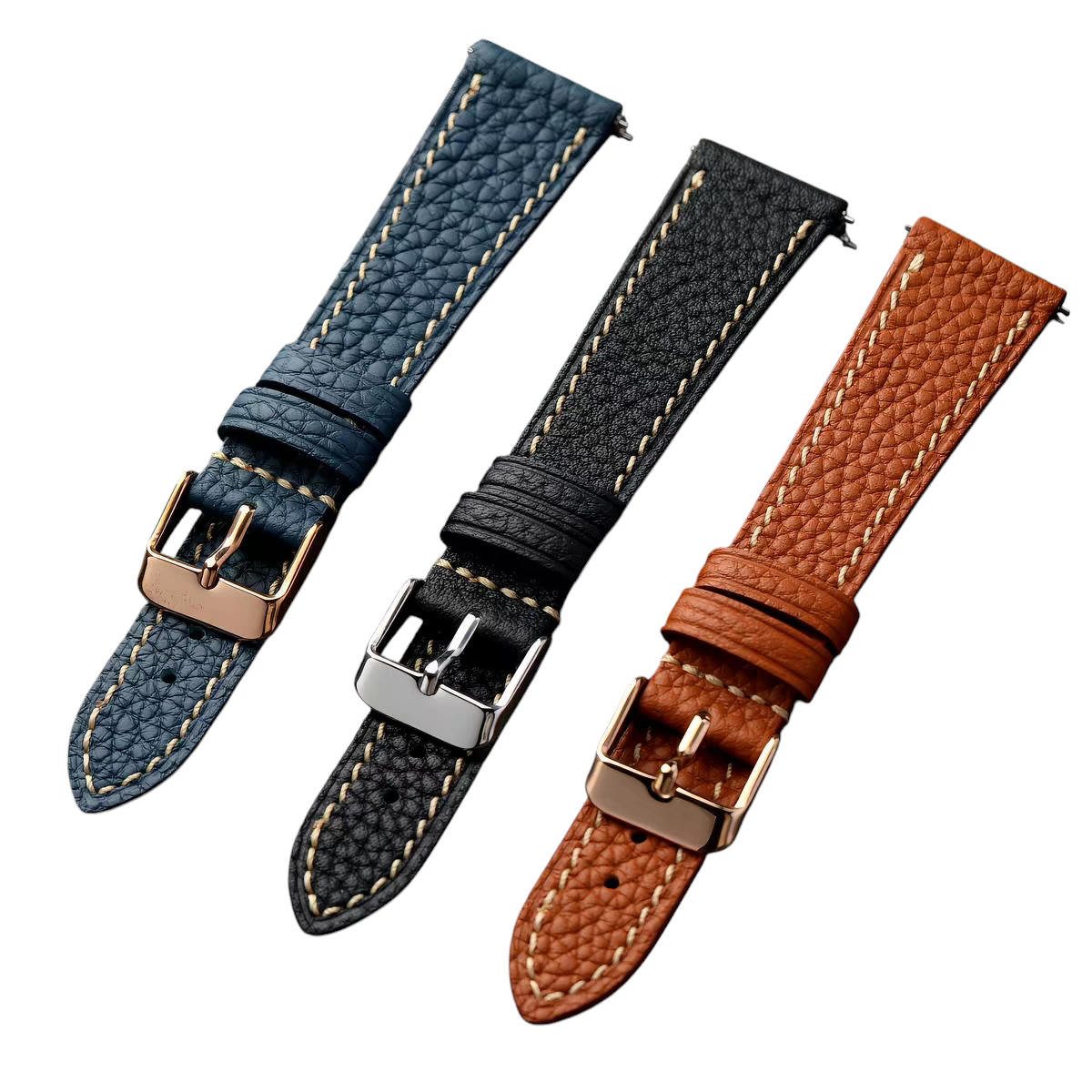 Handmade French TOGO Pebble-Grain Leather Watch Strap for Rolex, Hermes, Omega, Cartier - Soft Heritage Series - 18mm 20mm 22mm 24mm - Aethelgard