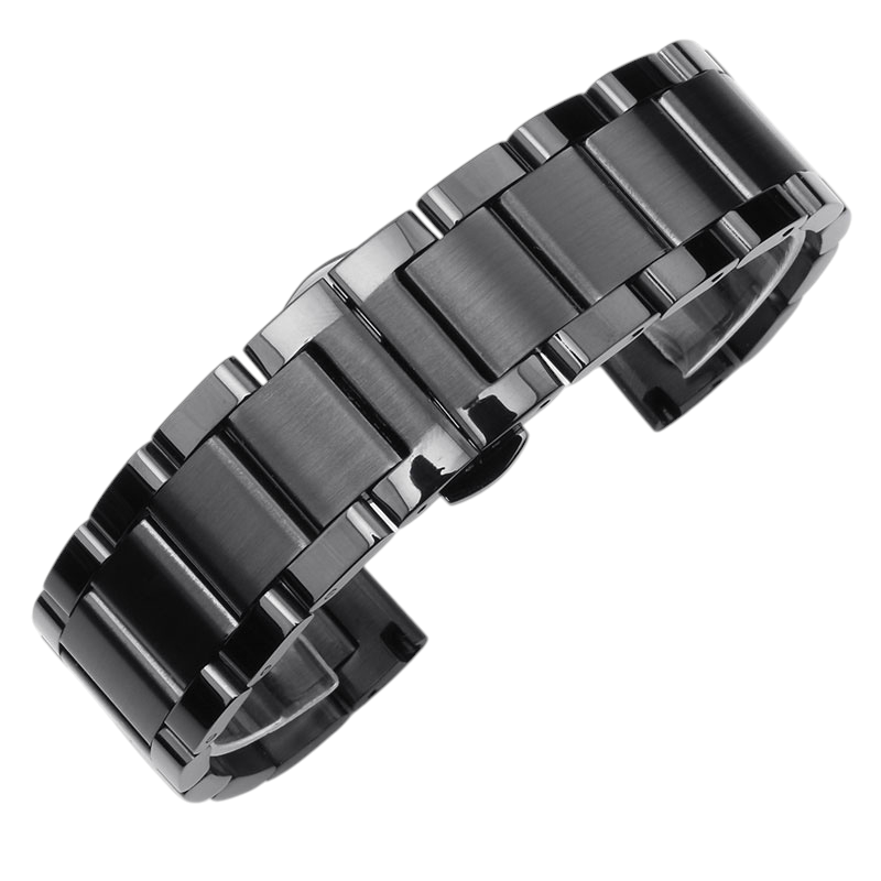 White Smoke Replacement Strap for Montblanc Star - Heritage - Tradition Series Universal - Solid Brushed Triple-Link Stainless Steel - Aethelgard