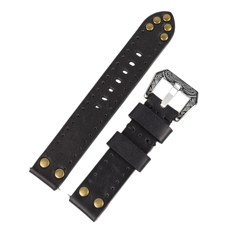 White Smoke Handmade Vintage Rub-Color Calfskin Strap for Rolex, Omega, Seiko, IWC, Tudor, Hamilton, Cartier, Panerai, Breitling, Patek Philippe - Artisan Flower Buckle Edition - 18mm 20mm 22mm 24mm - Aethelgard