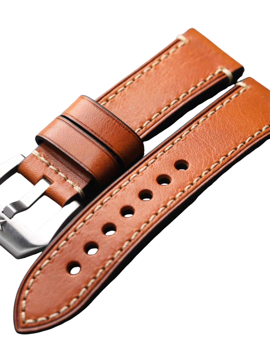 Black Handmade Artisan Soft Bronze Buckle Leather Watch Strap for Rolex, Omega, Panerai, IWC, Tudor, Seiko, Hamilton, Patek Philippe, Breitling, Citizen - Maritime Heritage Bronze Edition - 18mm 20mm 22mm 24mm - Aethelgard