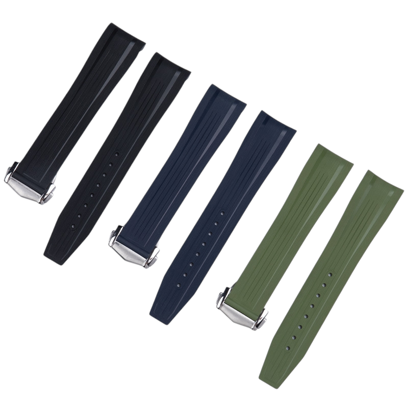 White Smoke Replacement Strap for Longines Conquest GMT L3.790-890 Series - High-Density FKM Fluorine Rubber - Aethelgard Atelier