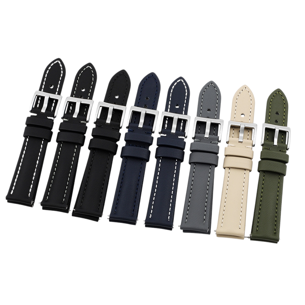 White Smoke Handmade Oxford Textile & Leather Hybrid Strap for Rolex, Omega, Seiko, IWC, Tudor, Hamilton, Cartier, Panerai, Breitling, Patek Philippe - MoonSwatch - Blancpain Tactical Style - 18mm 20mm 22mm 24mm - Aethelgard