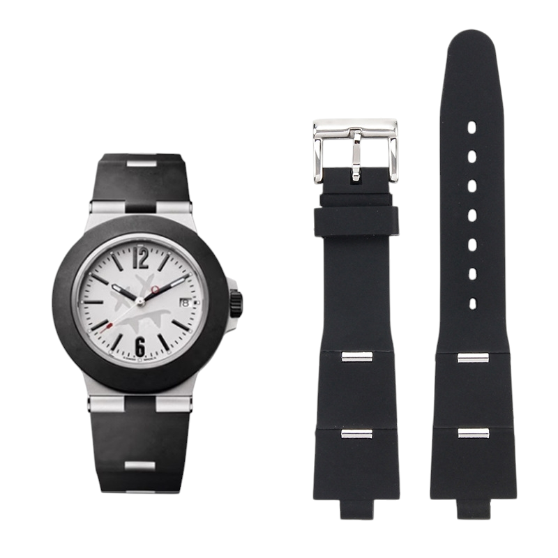 White Smoke Replacement Strap for Bvlgari Diagono DP42C14SVDGMT Series - Bespoke Notched High-Density Silicone - Aethelgard Atelier