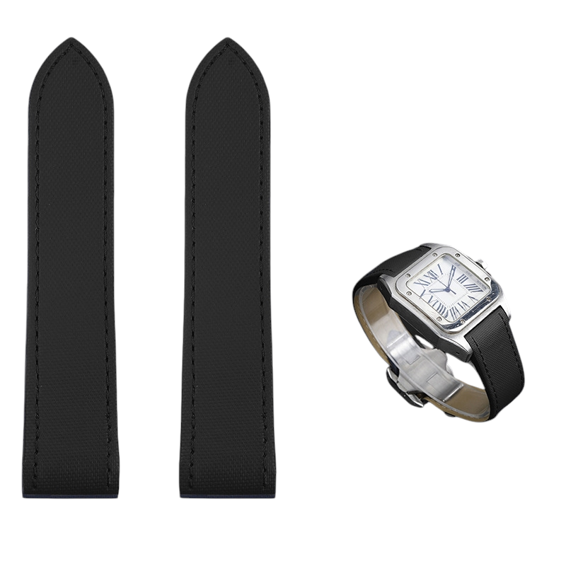 White Smoke Replacement Strap for Cartier Santos 100 Series - Nylon Embossed Calfskin Leather - Aethelgard Atelier