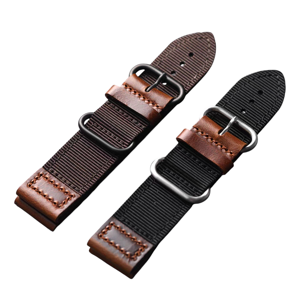 Handmade Nylon-Hybrid Waterproof Leather Watch Strap for Seiko, Tudor, IWC, Hamilton - Tactical Performance Series - 18mm 20mm 22mm 24mm - Aethelgard