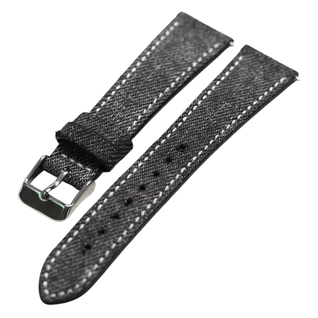White Smoke Handmade Okayama Ultra-Thin Waterproof Denim Watch Strap for Rolex, Omega, Panerai, IWC, Tudor, Seiko, Hamilton, Patek Philippe, Breitling, Citizen - Aviation Grade Textile Series - 18mm 20mm 22mm 24mm - Aethelgard
