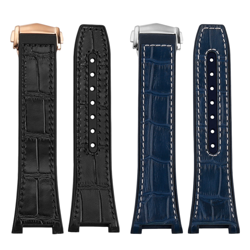 White Smoke Replacement Strap for Omega Constellation 41mm | Leather with Hybrid Rubber Base | Aethelgard Atelier