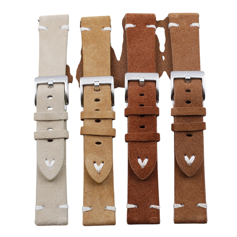 White Smoke Handmade Retro Nappa Flip Suede Strap for Rolex, Omega, Seiko, IWC, Tudor, Hamilton, Cartier, Panerai, Breitling, Patek Philippe - Vintage Revival Hand-Finished Series - 18mm 20mm 22mm 24mm - Aethelgard