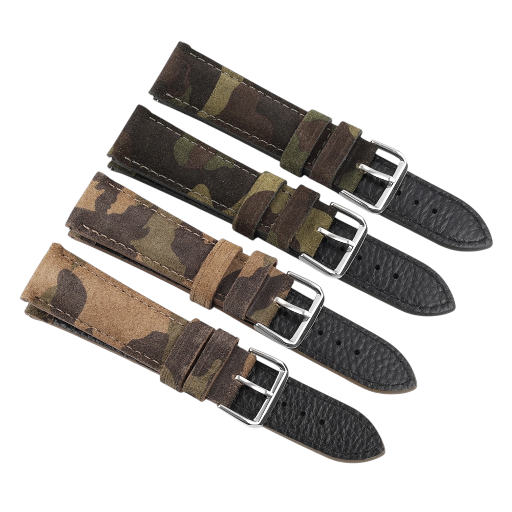 White Smoke Handmade Jungle Camo Tactical Leather Strap for Rolex, Omega, Seiko, IWC, Tudor, Hamilton, Cartier, Panerai, Breitling, Patek Philippe - Stealth Operation Genuine Series - 18mm 20mm 22mm 24mm - Aethelgard