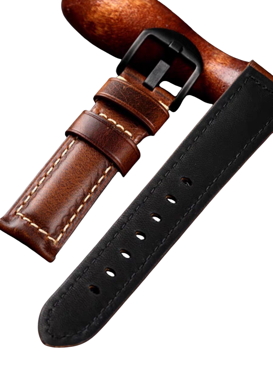 Handmade Vintage Oil Wax Texture Leather Watch Strap for Tissot, Seiko, IWC, Hamilton - Heritage Tissot Series - 18mm 20mm 22mm 24mm - Aethelgard