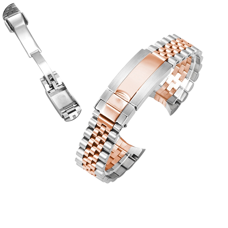 White Smoke Replacement Strap for Rolex Datejust - GMT-Master II Jubilee Series - Solid 316L Jubilee-Style Stainless Steel - Aethelgard Atelier