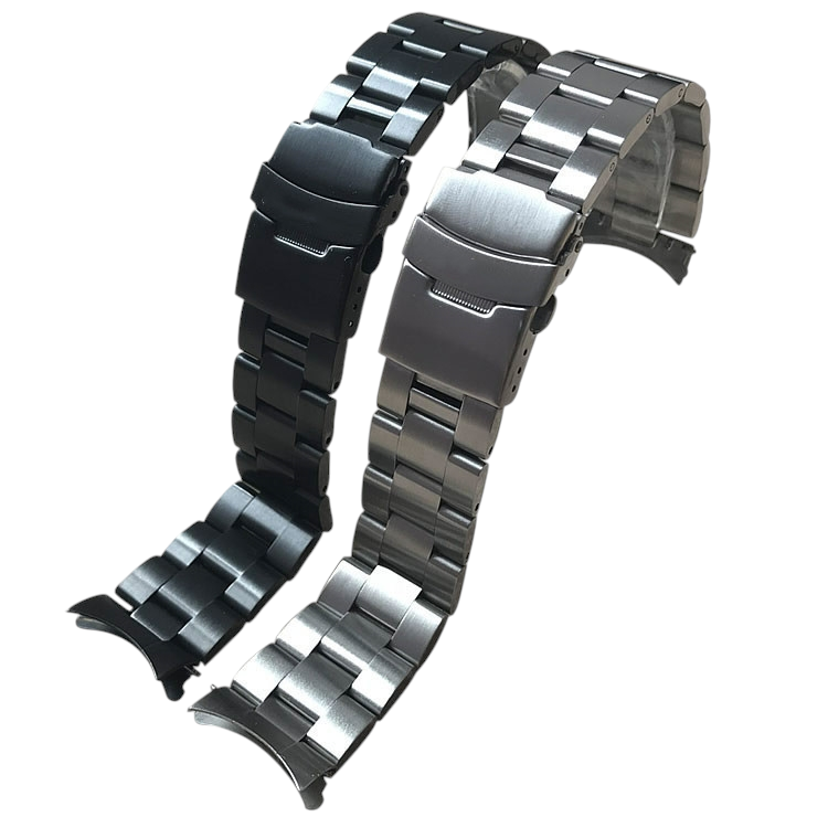 White Smoke Replacement Strap for Seiko-Casio Mod-Series Black Brushed Solid Steel - PVD Black 316L Stainless Steel - Aethelgard