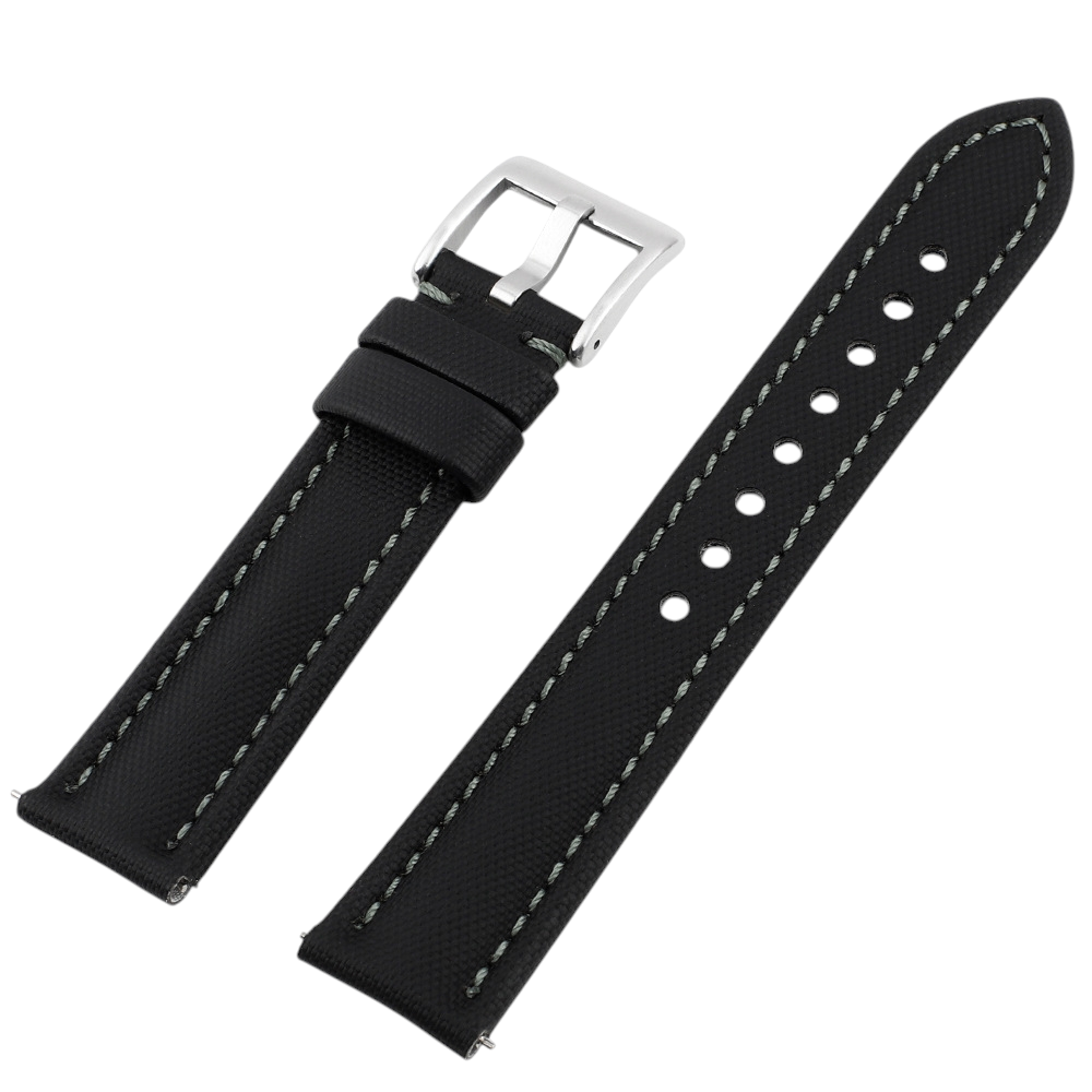 White Smoke Handmade Oxford Textile & Leather Hybrid Strap for Rolex, Omega, Seiko, IWC, Tudor, Hamilton, Cartier, Panerai, Breitling, Patek Philippe - MoonSwatch - Blancpain Tactical Style - 18mm 20mm 22mm 24mm - Aethelgard