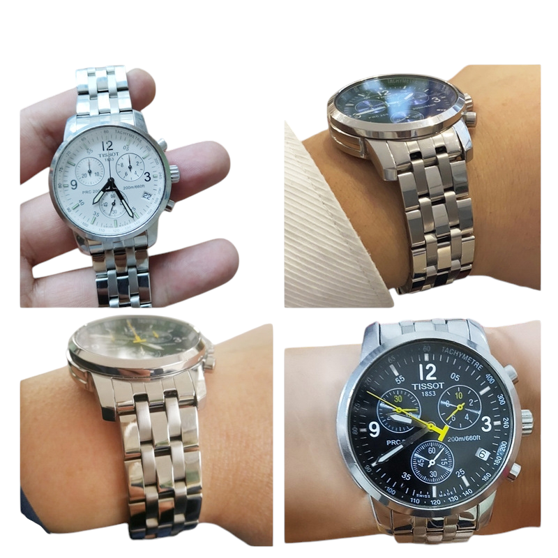White Smoke Replacement Strap for Tissot PRC200 - T461 - T17 - T014 - T055 19mm - High-Polish Solid Stainless Steel - Aethelgard Atelier