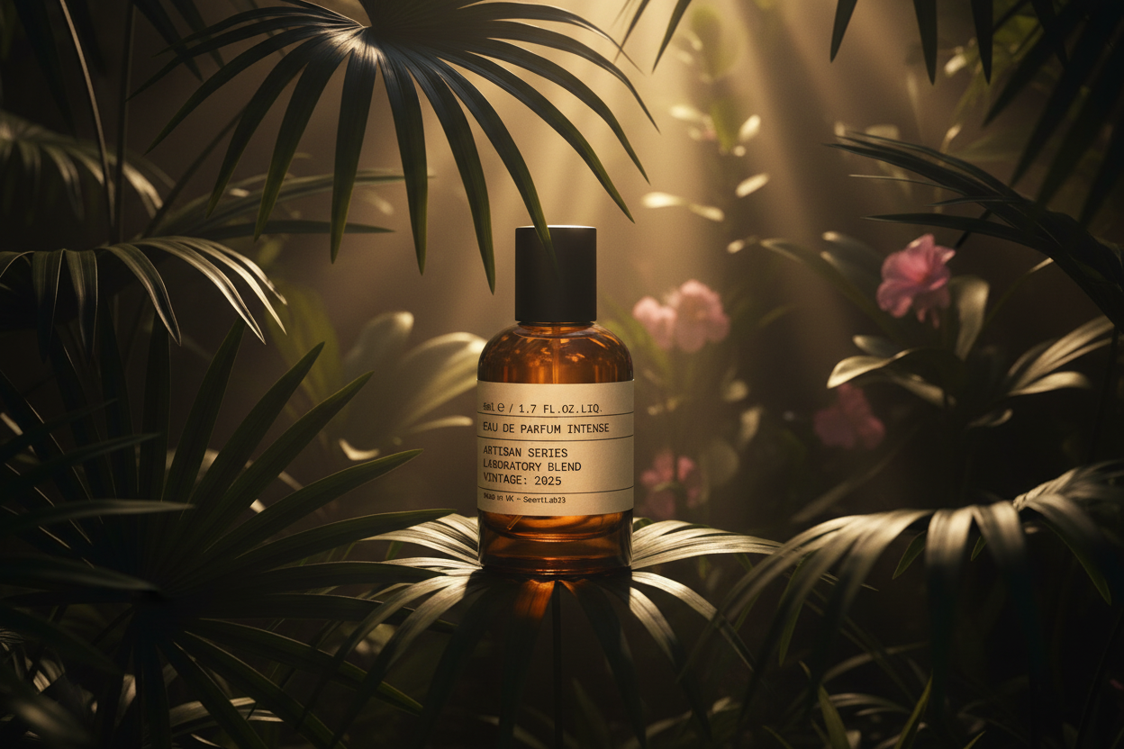 熱帶植物啡色香水橫幅