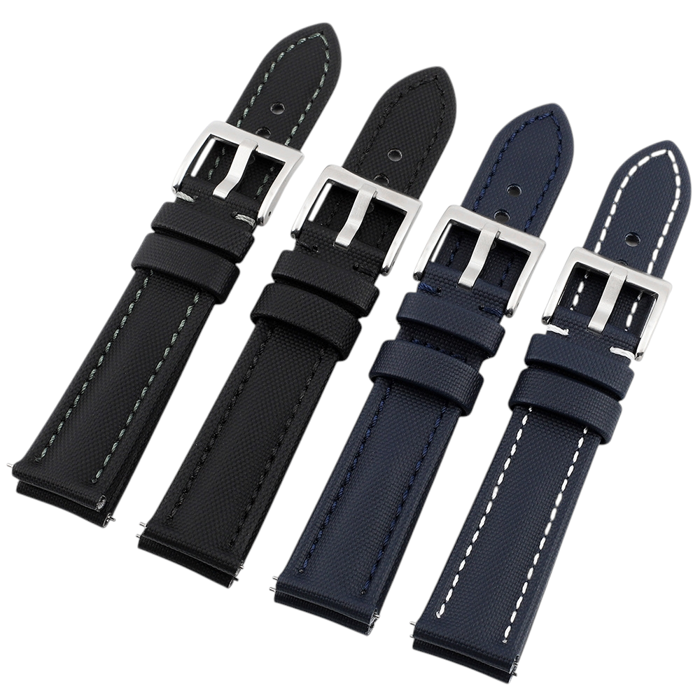 White Smoke Handmade Oxford Textile & Leather Hybrid Strap for Rolex, Omega, Seiko, IWC, Tudor, Hamilton, Cartier, Panerai, Breitling, Patek Philippe - MoonSwatch - Blancpain Tactical Style - 18mm 20mm 22mm 24mm - Aethelgard