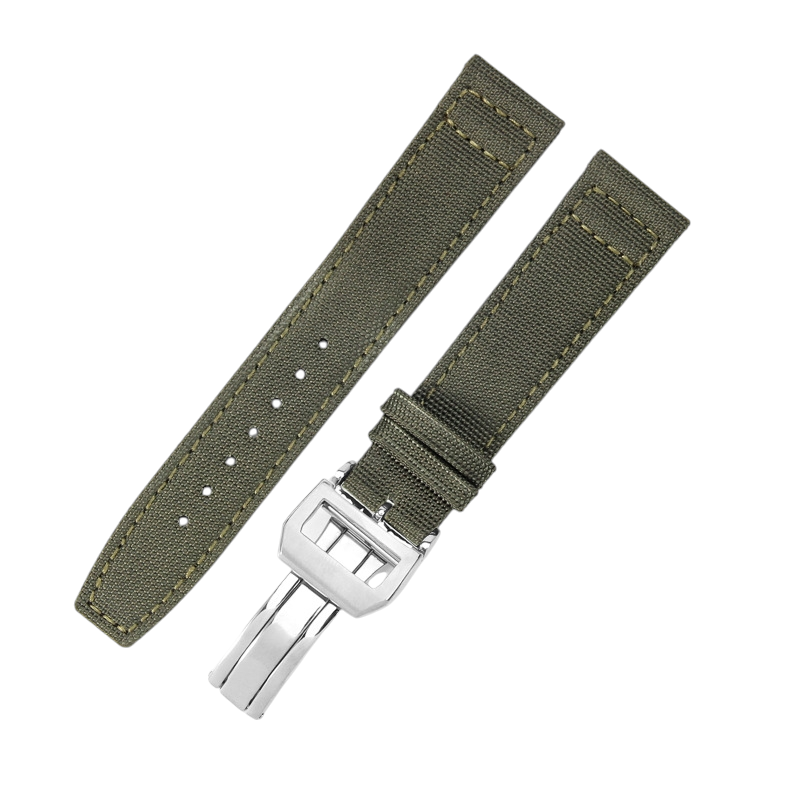 White Smoke Replacement Strap for IWC Portofino - Pilot - Portuguese Hybrid Series - Tactical Nylon Weave and Leather Hybrid - Aethelgard Atelier