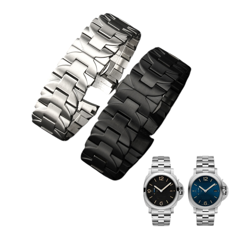 White Smoke Replacement Steel Strap for Panerai Luminor PAM441-111-PAM01316 - Heavy-Duty Solid Arc-Mouth Steel - Aethelgard Atelier