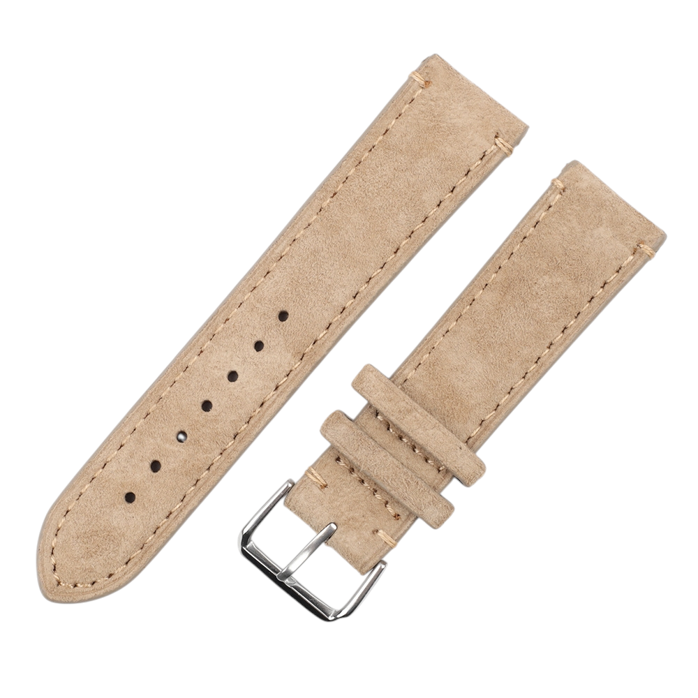 White Smoke Handmade Soft Suede Nubuck Italian Strap for Rolex, Omega, Seiko, IWC, Tudor, Hamilton, Cartier, Panerai, Breitling, Patek Philippe - Minimalist Hand-Stitched Series - 18mm 20mm 22mm 24mm - Aethelgard