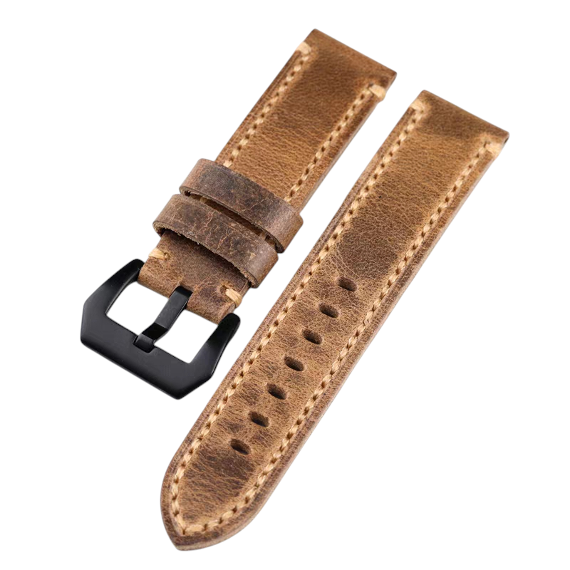 White Smoke Handmade PAM-Specialist Heavy Grain Cowhide Watch Strap for Rolex, Omega, Panerai, IWC, Tudor, Seiko, Hamilton, Patek Philippe, Breitling, Citizen - Titan Tank-Style Series - 18mm 20mm 22mm 24mm - Aethelgard