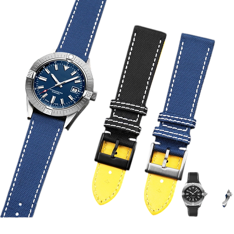 White Smoke Replacement Strap for Breitling Avenger / Superocean / Sea Wolf | Military Nylon & Leather Hybrid | Aethelgard Atelier