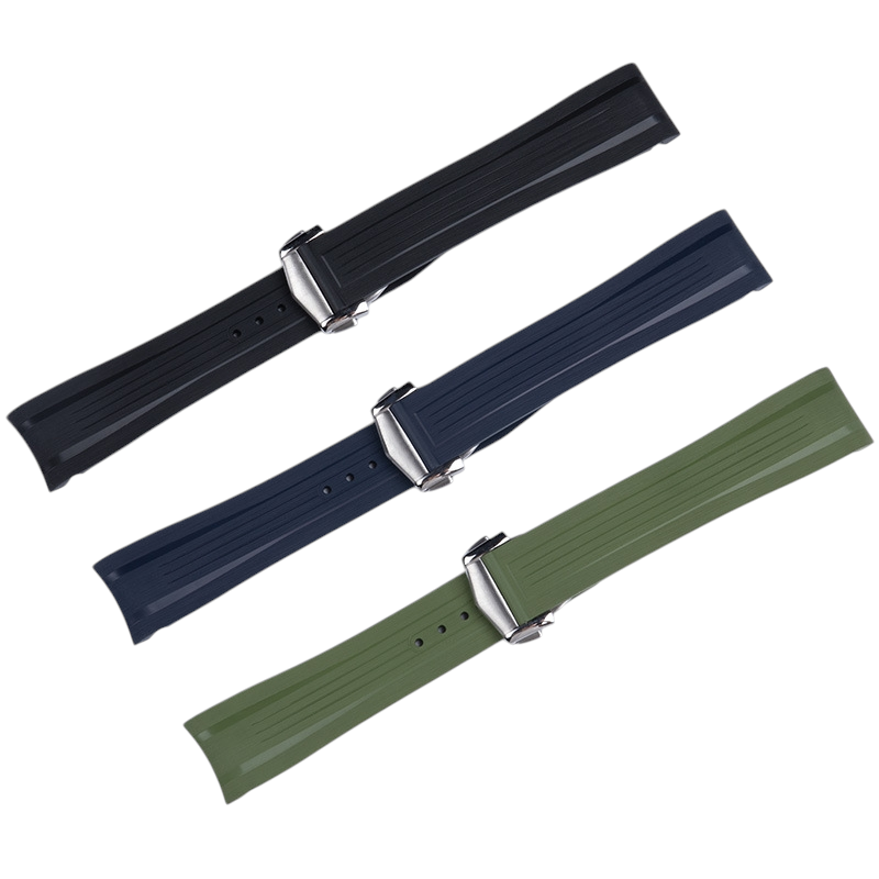 White Smoke Replacement Strap for Longines Conquest GMT L3.790-890 Series - High-Density FKM Fluorine Rubber - Aethelgard Atelier