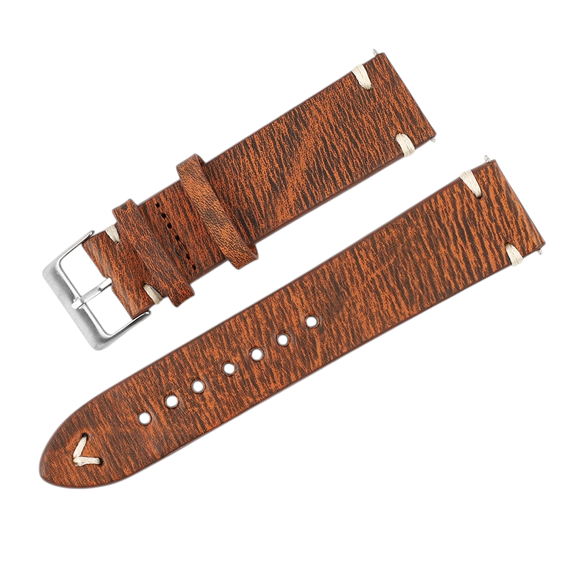 White Smoke Handmade Wild Bull-Neck Rub-Color Watch Strap for Rolex, Omega, Seiko, IWC, Tudor, Hamilton, Cartier, Panerai, Patek Philippe, Breitling - Deep Texture Artisan Heritage Series - 18mm 20mm 22mm 24mm 26mm - Aethelgard