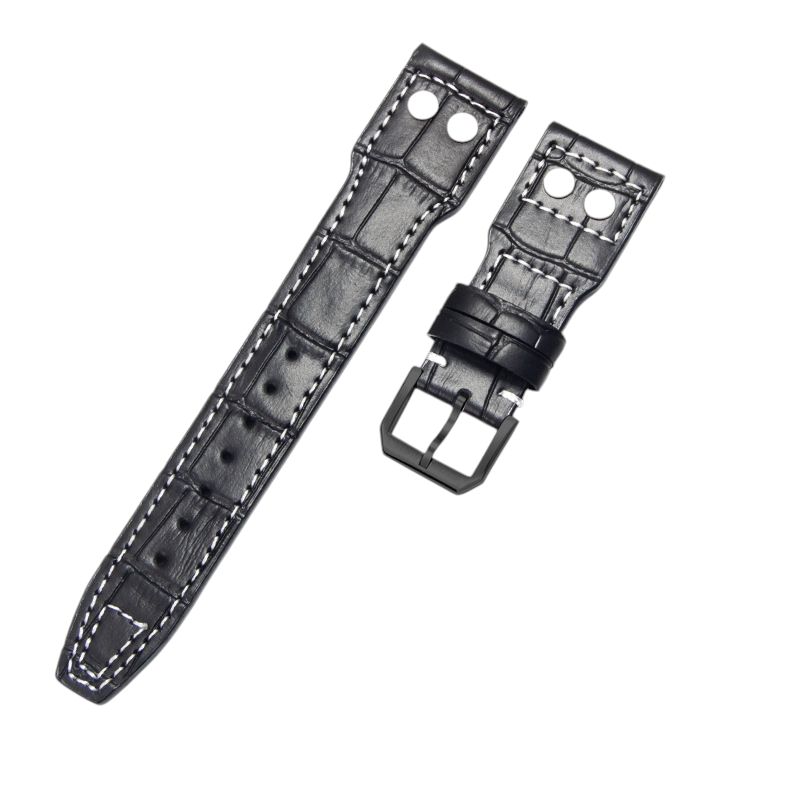 White Smoke Replacement Strap for IWC Pilot Mark XVIII - Little Prince IW327004 - 377714 - Riveted Heritage Genuine Cowhide Leather - Aethelgard Atelier