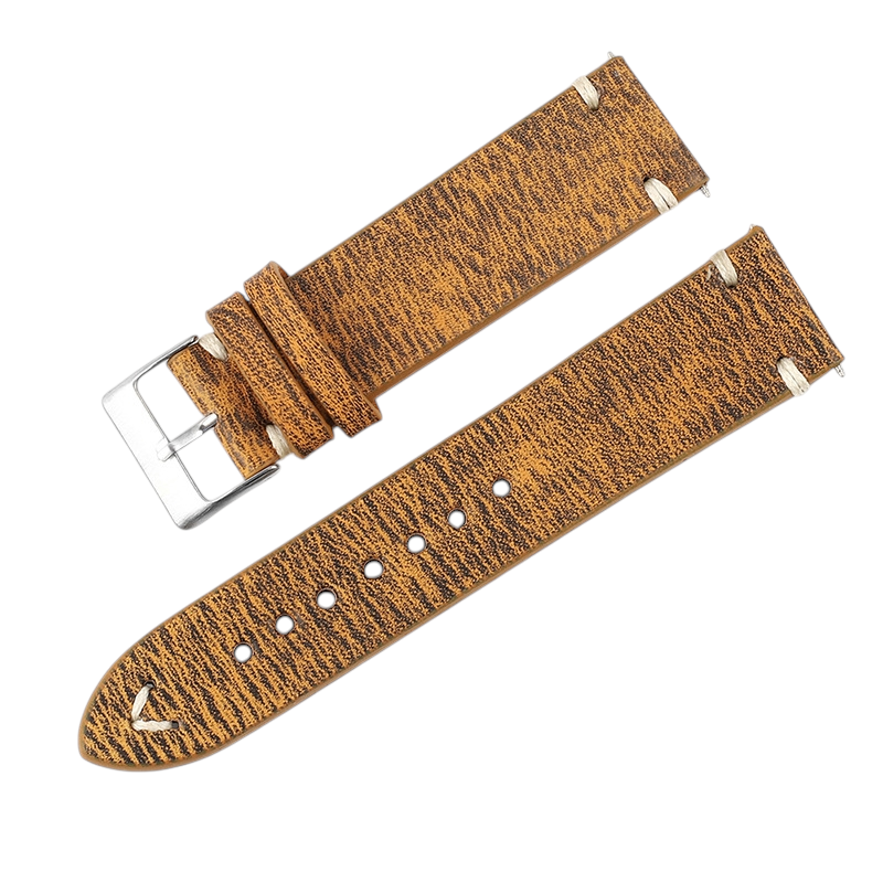 White Smoke Handmade Wild Bull-Neck Rub-Color Watch Strap for Rolex, Omega, Seiko, IWC, Tudor, Hamilton, Cartier, Panerai, Patek Philippe, Breitling - Deep Texture Artisan Heritage Series - 18mm 20mm 22mm 24mm 26mm - Aethelgard