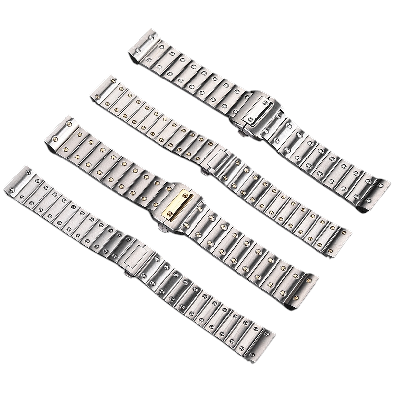 White Smoke Replacement Strap for Cartier Santos 100 - WSSA0009 23mm Series - Heavyweight Solid Stainless Steel - Aethelgard Atelier